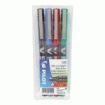 STYLO ROLLER PILOT HI-TECPOINT V5 COULEURS ASSORTIES 0,5 MM - POCHETTE DE 4