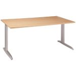 BUREAU DROIT ACTUAL - L. 120 X P. 80 CM - PLATEAU HÊTRE - PIEDS L ALUMINIUM