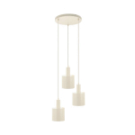 LINDBY SUSPENSION OVELIA, BEIGE, ROND, 3 LAMPES