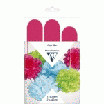 PAPIER DE SOIE, SET DE 3 POMPONS À SUSPENDRE Ø30X1 ET Ø40X2 - CYCLAMEN - LOT DE 5
