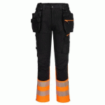 PORTWEST DX457 PANTALON DX4 ARTISANS HAUTE-VISIBILITÉ CLASSE 1 AVEC POCHES FLOTTANTES DÉMONTABLES ORANGE/NOIR - TAILLE 33 - STANDARD
