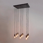 SUSPENSION 9 LUMIÈRES BASE RECTANGULAIRE EN MÉTAL AKSEL NOIR - MANUTAN COLLECTIVITÉS