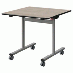 TABLE MALIBU RAB. 80X80 T5 DL STRA ACACIA/NOIR GRIS 9006