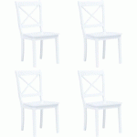 LOT DE 4 CHAISES DE SALLE À MANGER CUISINE DESIGN CLASSIQUE BLANC BOIS D'HÉVÉA MASSIF - BLANTE