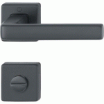 POIGNÉES DE PORTE SUR ROSACES ALUMINIUM ANODISÉ - NOIR MAT DUBLIN - CONDAMNATION - 20 PAIRES HOPPE