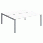 PÔLE 2 BUREAUX DROITS ARKO L 180 X P 168 CM PLATEAUX BLANC PIÈTEMENT MÉTAL ARCHE ALUMINIUM