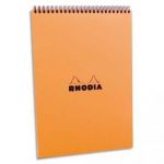 RHODIA BLOC DE DIRECTION COUVERTURE RELIURE INTÉGRALE EN-TÊTE ORANGE 80 FEUILLES FORMAT A4 RÉGLURE 5X5