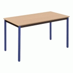 TABLE DE RÉUNION MULTIFORME CLASSIQUE RECTANGULAIRE L120 X P60 PLATEAU HÊTRE PIÈTEMENT BLEU