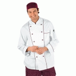 VESTE CHEF CUISINIER BLANC ET BORDEAUX