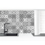 CRÉDENCE ADHÉSIVE - MEDITERRANEAN TILE PATTERN GRAYSCALE DIMENSION HXL: 100CM X 200CM MATÉRIEL: PREMIUM