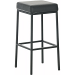 TABOURET DE BAR DESIGN MODERNE EN SYNTHÉTIQUE NOIR PIEDS FORME CARRÉ MÉTAL NOIR MAT - NOIR