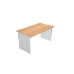 BUREAU DROIT PRONTO TENDANCE - L.140 X P.80 CM - PLATEAU HÊTRE - PIEDS PLEINS ALUMINIUM