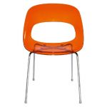 CHAISE VISITEUR TWEET - POLYCARBONATE - ORANGE - PIEDS MÉTAL CHROMÉ (PRIX À L'UNITÉ)