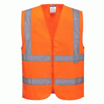 LOT DE 5 - PORTWEST C375 GILET HI-VIS AVEC ZIP ORANGE - TAILLE L