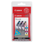 PACK 3 CARTOUCHES CANON CLI 8 COULEURS POUR IMPRIMANTES JET D