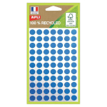 PASTILLES ADHÉSIVES RECYCLÉES APLI BLEUES Ø 8 MM, POCHETTE DE 462