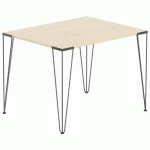 TABLE RÉUNION LORI 100 X 80 CM PLATEAU CHÊNE CLAIR PIED NOIR - MBA