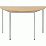TABLE UNIVERSALIS DEMI-ROND 160X80 PLT CHÊNE/9006 ALUMINIUM