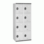 VESTIAIRE 2 COLONNES 4 CASES MONOBLOC GRIS