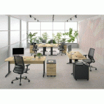 BUREAU DROIT L 160 CM QUARTA PLUS CHÊNE PIÈTEMENT MÉTAL ANTHRACITE