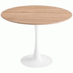 LÚZETE - TABLE SAN ANTONI Ø120 CM PIED BLANC PLANCHE NATURELLE