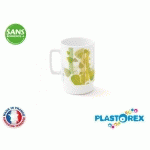 MUG 30CL DIAM 7,5 - 10 CM MELAMINE BLANCHE DECOR FEUILLES