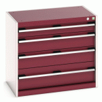 ARMOIRE D\'AT. À TIROIRS CUBIO SL-857-4.1 GRIS CLAIR/ROUGE - MANUTAN COLLECTIVITÉS