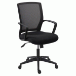 CHAISE DE BUREAU REECE TISSU ET MAILLE NOIR - DOSSIER BAS - ACCOUDOIRS - MÉCANISME BASCULANT CENTRÉ - PIEDS NOIR