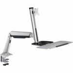 POSTE DE TRAVAIL ASSIS-DEBOUT, POUR 1 ÉCRAN, ARGENT