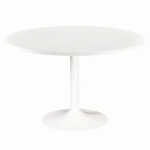 TABLE RONDE EXCELLENS 120 CM PLATEAU BLANC PIÈTEMENT COLONNE MÉTAL BLANC