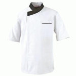 VESTE DE CUISINE EXALT'S MANCHES COURTES BLANC COL NOIR L