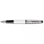 WATERMAN STYLO PLUME MOYENNE EXPERT DELUXE CORPS LAQUÉ BLANC, ATTRIBUTS CHROMÉS (CT)