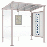 ABRI BUS MILAN 2.50 M 1 VITRINE 1 BARDAGE LATÉRAL GRIS 7044 - PROCITY