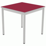 TABLE CARÉLIE 80X80 T6 - 4P STRAT POLYU. CERISE GRIS/9006 - MOBIDECOR