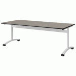 TABLE MALIBU 180X80 T4 DL STRA GRIS U727/NOIR BLC 9016