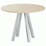 TABLE RÉUNION EVAN Ø 100 CM PIED ALU PLATEAU CHÊNE CLAIR - MBA