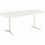 TABLE TAMARIS 190 X 80 PL.BLANC/BLANC PIET.BLANC/ARGENT - CLEN