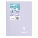 CAHIER RELIURE INTÉGRALE ENVELOPPANTE KOVERBOOK A4 160 PAGES LIGNÉ + MARGE COUVERTURE POLYPROPYLÈNE TRANSPARENT - LILAS/VERT TILLEUL - LOT DE 5