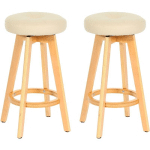 JAMAIS UTILISÉ] LOT DE 2 TABOURETS DE BAR NAVAN, CHAISE DE BAR TABOURET DE BAR, BOIS SIMILICUIR PIVOTANT CRÈME, PIEDS CLAIRS - BEIGE