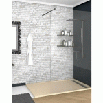 RECEVEUR DE DOUCHE À CADRE LATÉRAL DELUXE - RÉSINE ET CHARGES MINÉRALES - TEXTURE ARDOISE - ANTIDÉRAPANTE C3 - FOURNI AVEC GRILLE ET SIPHON - BEIGE