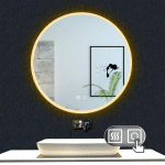 OCEAN SANITAIRE - 3 COULEURS ROND 60CM OCEAN MIROIR DE SALLE DE BAIN AVEC ANTI-BUÉE + LED 2700K-6500K AVEC LUMIÈRE ET LUMINOSITÉ RÉGLABLES DOUBLE