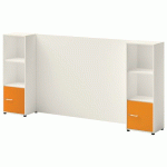ENSEMBLE MEUBLE TV ET RANGEMENT IVO N°3 BLANC/PORTE ORANGE - QUADRIFOGLIO
