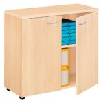 MEUBLE BAS PORTES BATTANTES PRONTO HÊTRE - L.80 X 35 X H. 72 CM - FINITION HÊTRE