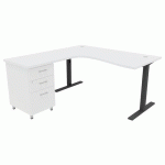 PACK BUREAU+CAISS IDEA ASYM. RET. À GAUCHE 180 CM BLANC/ANTHRACITE - QUADRIFOGLIO