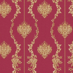 PAPIER PEINT INTISSÉ MODERNE | PAPIER PEINT BAROQUE ROUGE IDÉAL POUR SALLE À MANGER | TAPISSERIE ÉLÉGANTE À MOTIFS FLEURIS DORÉS - 10,05 X 0,53 M