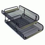 LOT DE 3 - CORBEILLE À COURRIER DOUBLE PIERRE-HENRY MESH, ASPECT CUIR
