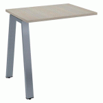 RETOUR DE BUREAU ECLA 80 X 60 CM CHÊNE GRIS PIÉTEMENT MÉTAL FINITION ALUMINIUM