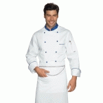 VESTE CHEF CUISINIER EUROCHEF BLANC BLEU CYAN