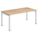 BUREAU DROIT TEAM LINE CHÊNE L 160 CM PIÉTEMENT BLANC