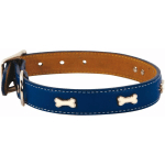 DOOGY GLAM - COLLIER CUIR INDIGO BLEU TAILLE : T3